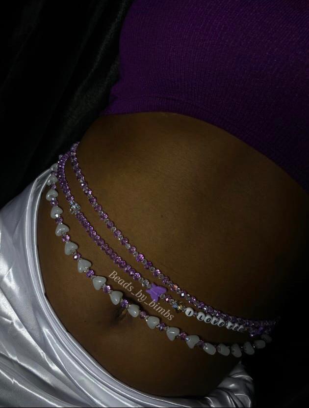 Purple Crystal waistbead set